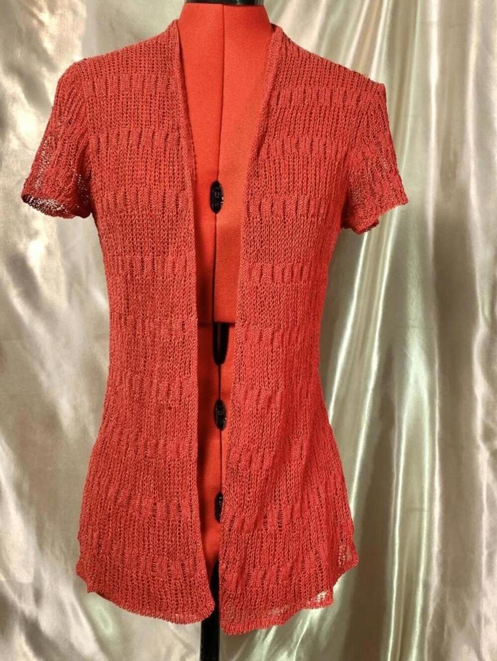 Red lace cardigan coverup by Coldwater creek, size s/8.